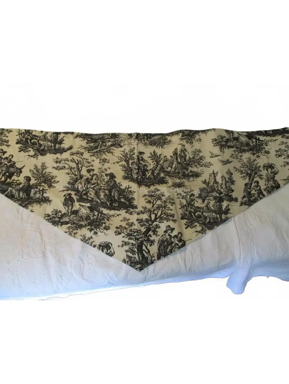 Vintage Waverly Home Classics Black and White Toile Ascot Window Valance Curtain